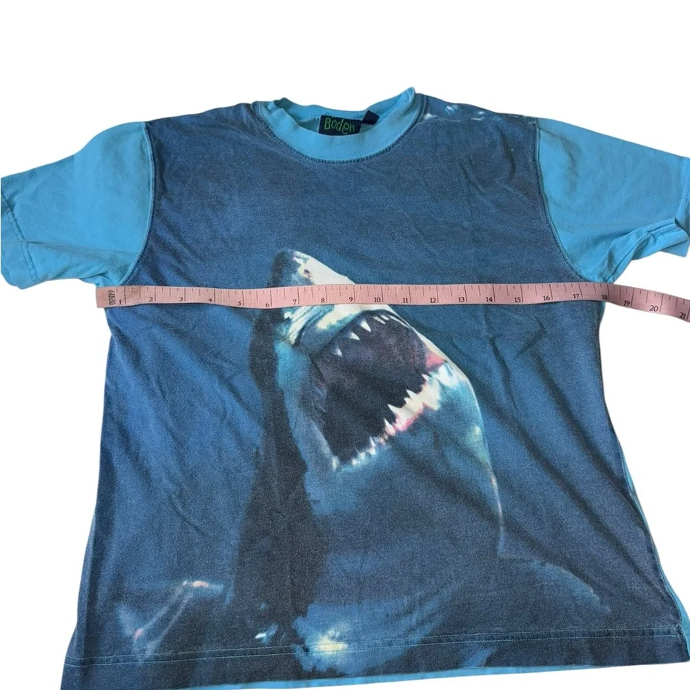 Mini Boden Blue Shark Swim Trunks & T-Shirt Set Size 9-10 Years